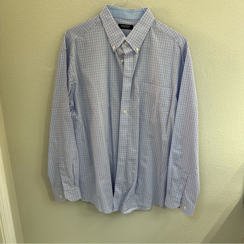 Nautica Men's Pink & Blue Checkered Shirt